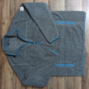 Eddie Bauer Deep Pile 1/2 zip pullover shag fleece/sherpa Size Large in Gray